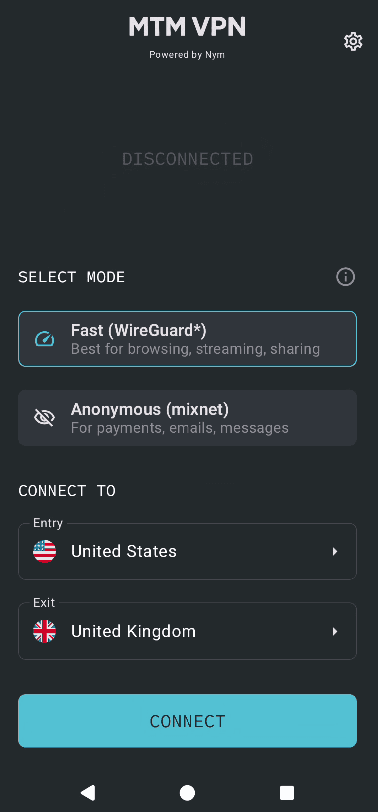 MTM VPN App Screenshot